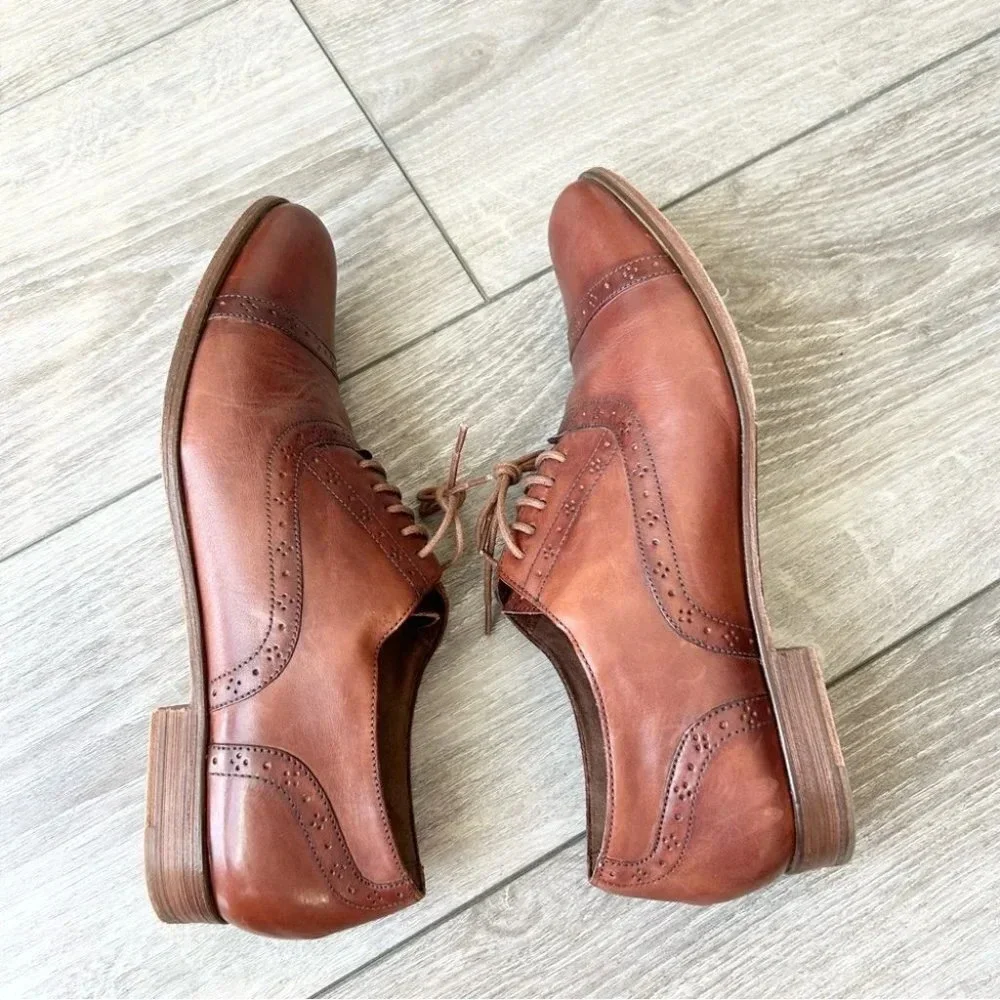 Cole Haan Full Leather Lace Up Oxfords in British Tan